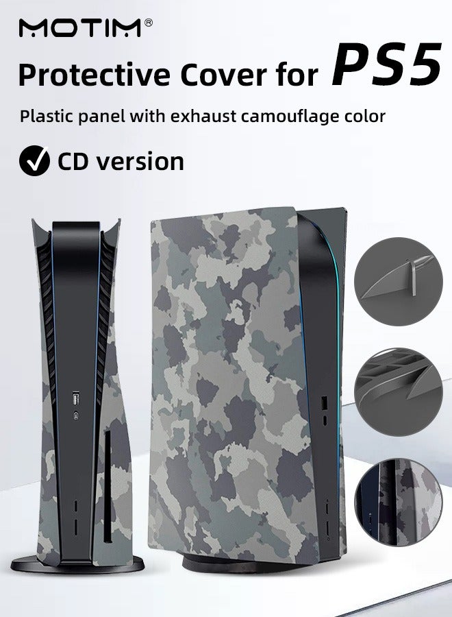 PS5 Console Cover Plates for Disc Edition, Hard Shockproof Anti-Scratch Playstation 5 Console Replacement Faceplate, Protective PS5 ABS Shell with Fan Vents for PS5 Disc Edition
