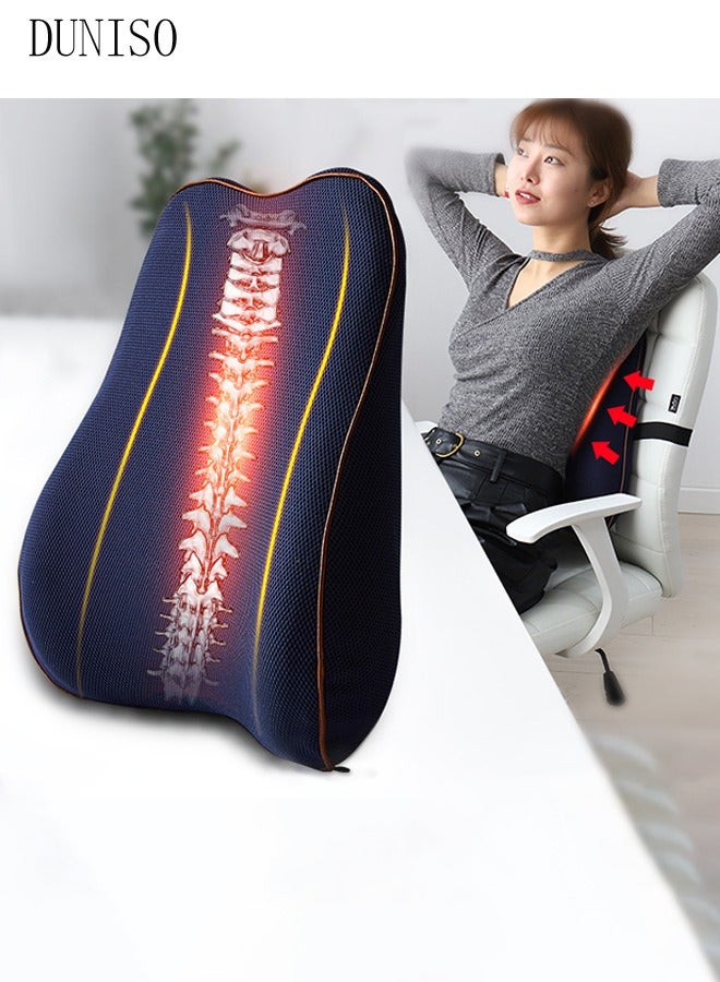 Lumbar Support Pillow for Office Chair Back Support Pillow for Car Computer Gaming Chair Recliner Memory Foam Back Cushion for Back Pain Relief Improve Posture Mesh Cover Adjustable Straps