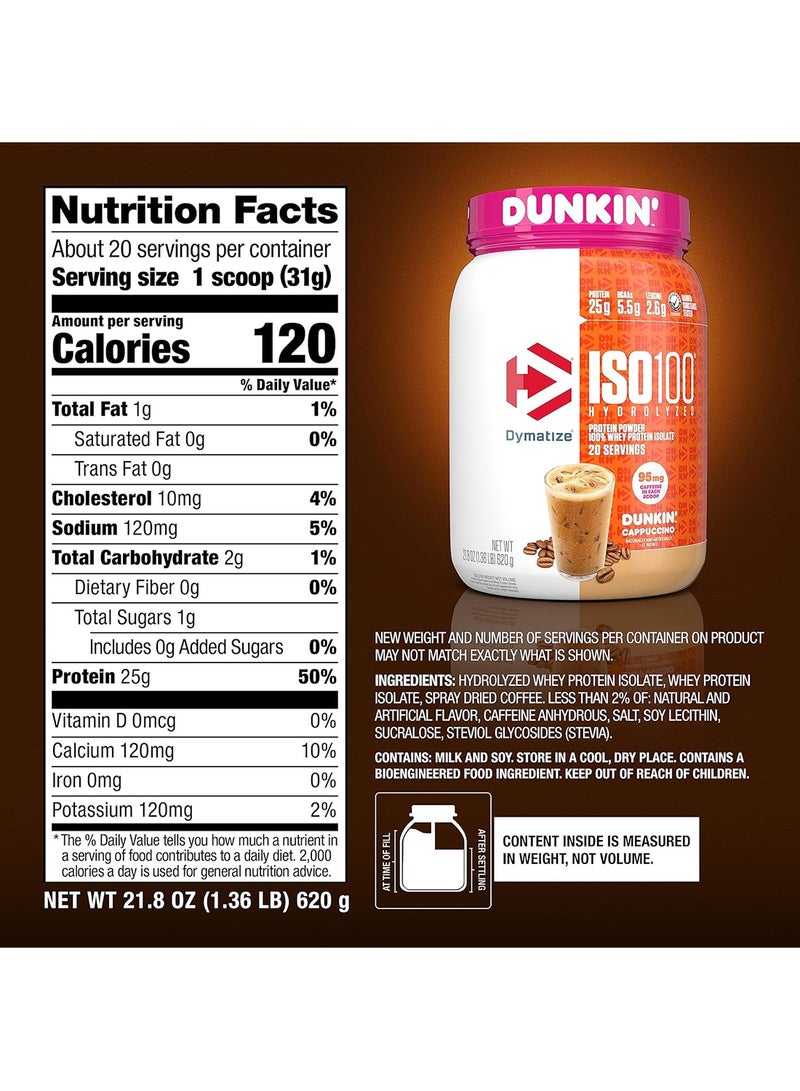 Dy ISO 100 1.3lb Dunkin Cappuccino 20 serving
