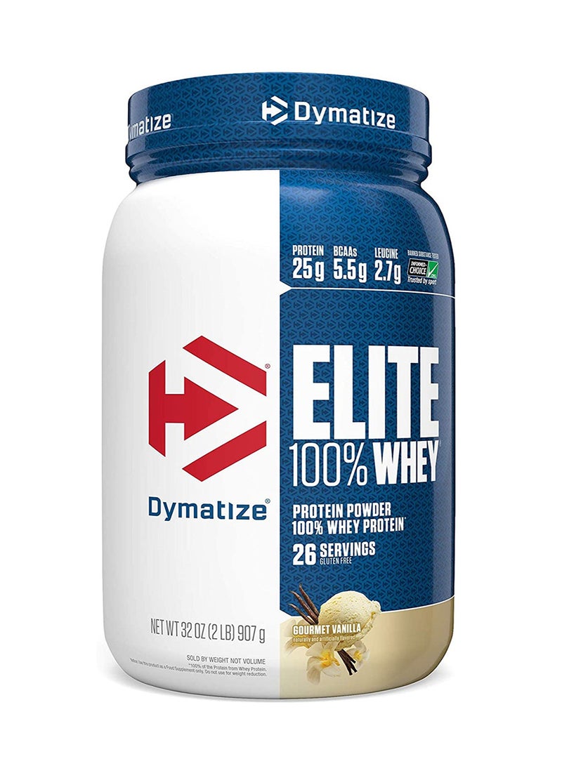 Elite 100% Whey Protein Powder Gourmet Vanilla 2lb 907g