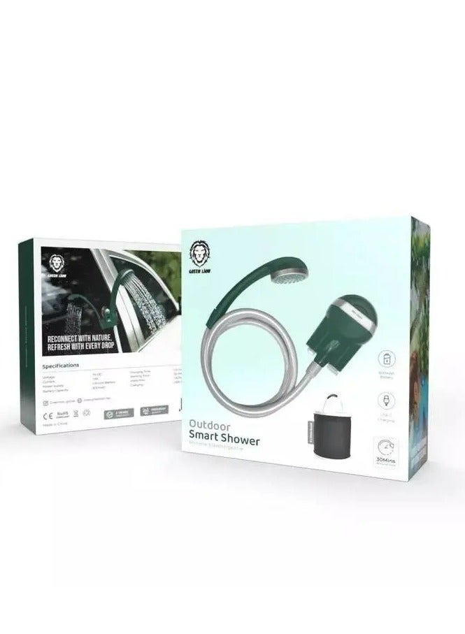 Portable & Rechargeable Outdoor Smart Shower / 30Mins Working Time / Battery / USB-C Charging / 1.0L/min Water Flow - Green