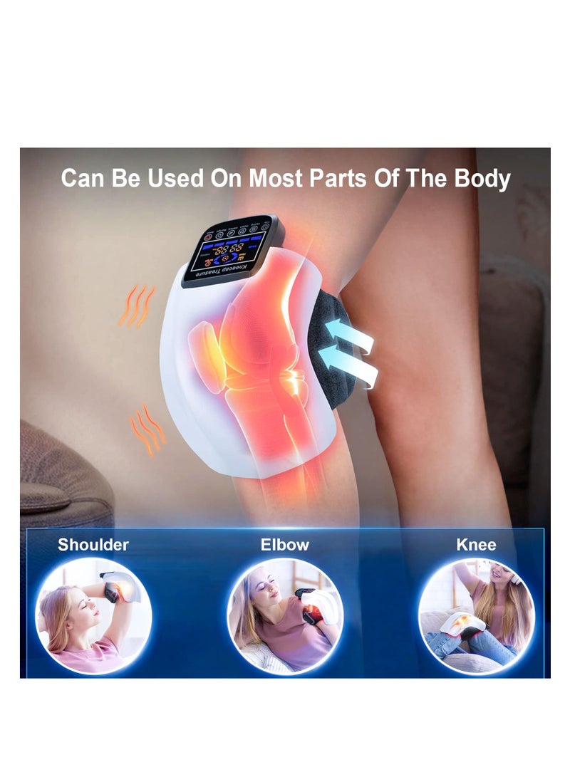 Knee Massager, Multi-Functional Cordless Knee Massager with LED Screen, Rechargeable Electronic Massage with airbag, Infrared Heating and Vibration Function for Swelling Stiffness, Premium & Reliable