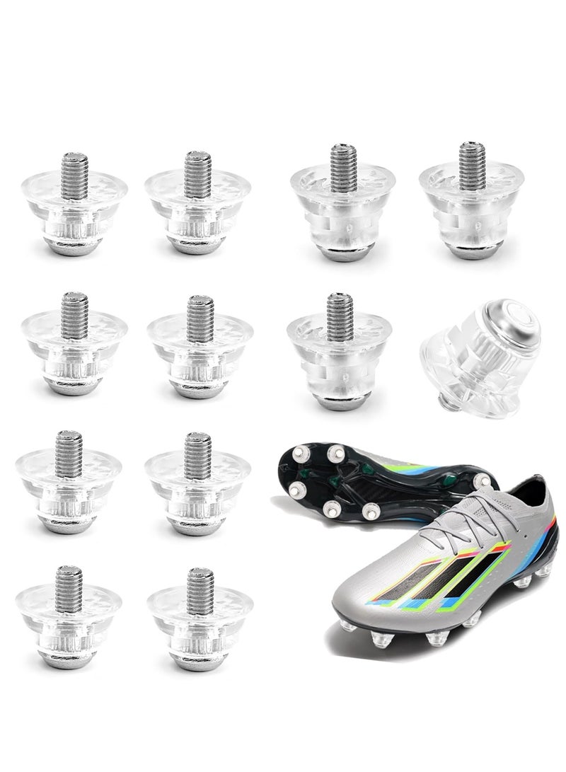 12 Pcs Football Boots Studs Replacement, 2 Sizes Transparent Replacement Soft Ground Studs Thumb Studs, Rubber Studs Football Studs Plastic Nylon Rugby Studs, Replacement for Men Boy Kids Adults Shoes