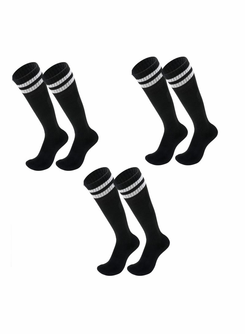 Kids Soccer Socks 3 Pairs Long Football Knee High Athletic School Team Dance  Sports for 5 to 12 Youth Boys Girls