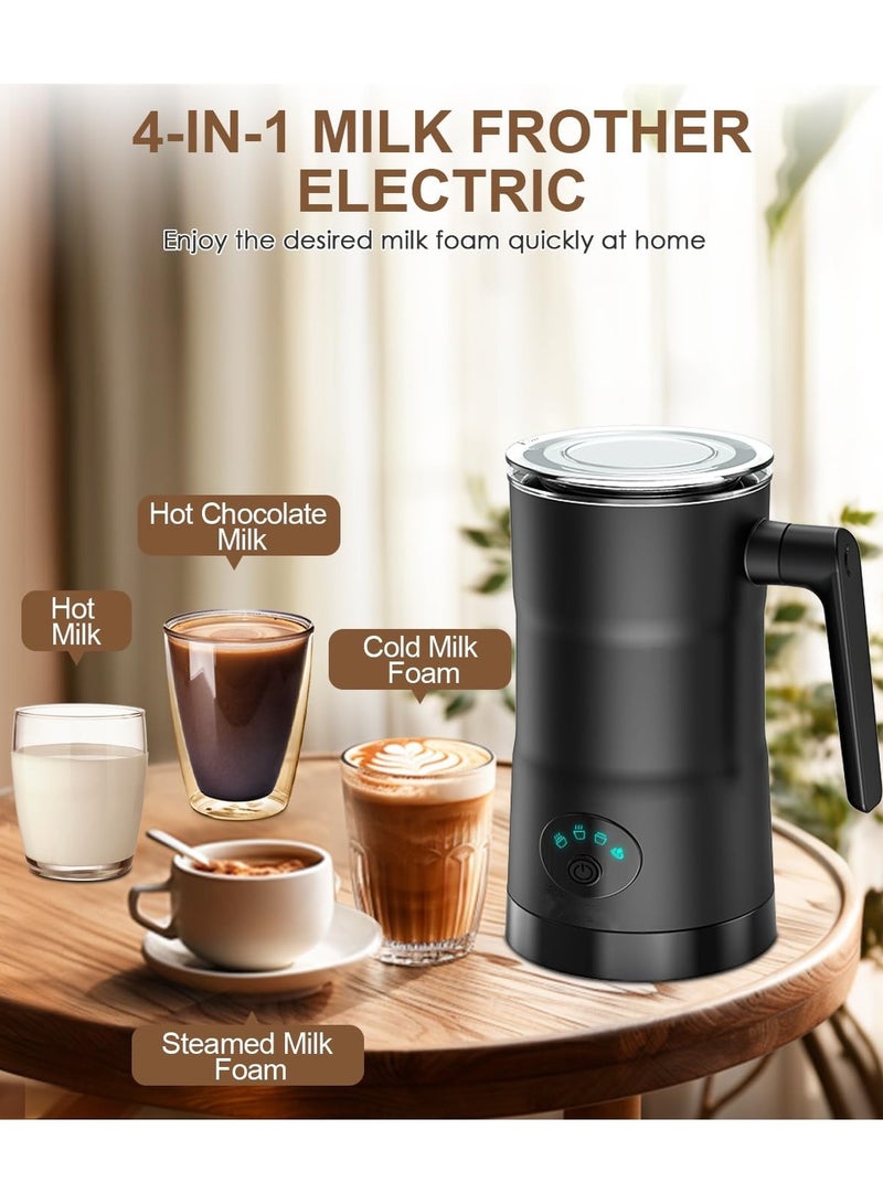 4 in 1 Milk Frother Electric 11.8oz/350ml Hot/Cold Foam Maker Intelligent Temperature Control Milk Warmer for Coffee, Latte, Hot Chocolate