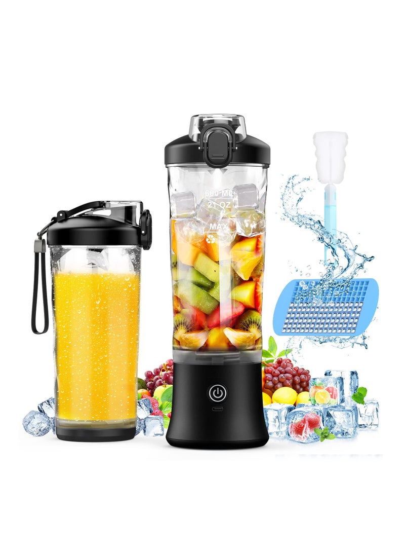 Portable Blender, 270W Personal Blender for Shakes and Smoothies, 21 Oz Personal Blender USB Rechargeable, 6 Blades, Smoothie Blender for Kitchen, Sports, Travel and Outdoors, Black