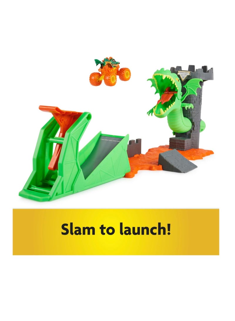 Dragon Playset with Exclusive 1:64 Scale Truck, Kids Toys for Boys Green Ages 3 and up