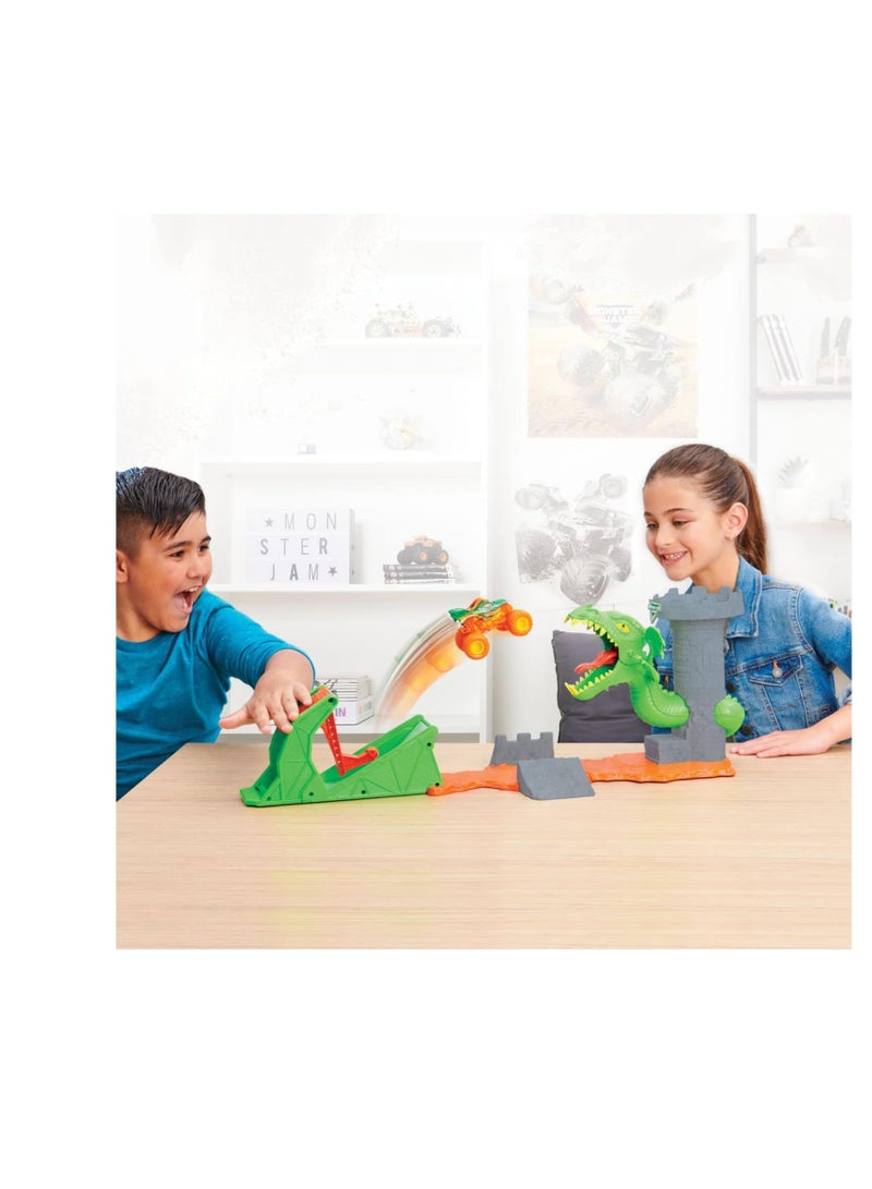 Dragon Playset with Exclusive 1:64 Scale Truck, Kids Toys for Boys Green Ages 3 and up