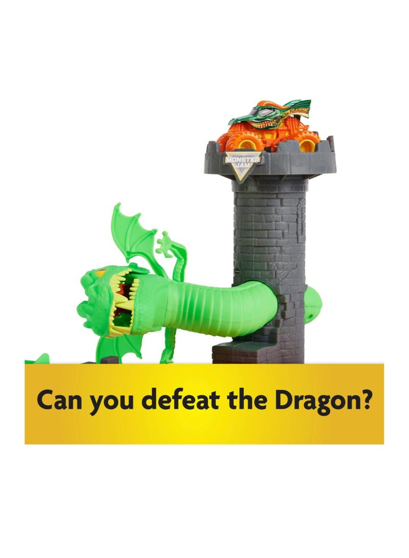 Dragon Playset with Exclusive 1:64 Scale Truck, Kids Toys for Boys Green Ages 3 and up