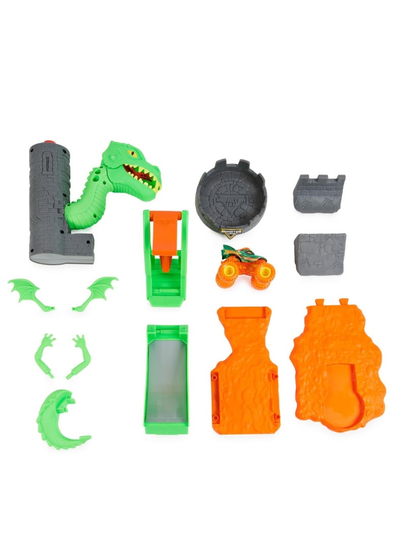 Dragon Playset with Exclusive 1:64 Scale Truck, Kids Toys for Boys Green Ages 3 and up