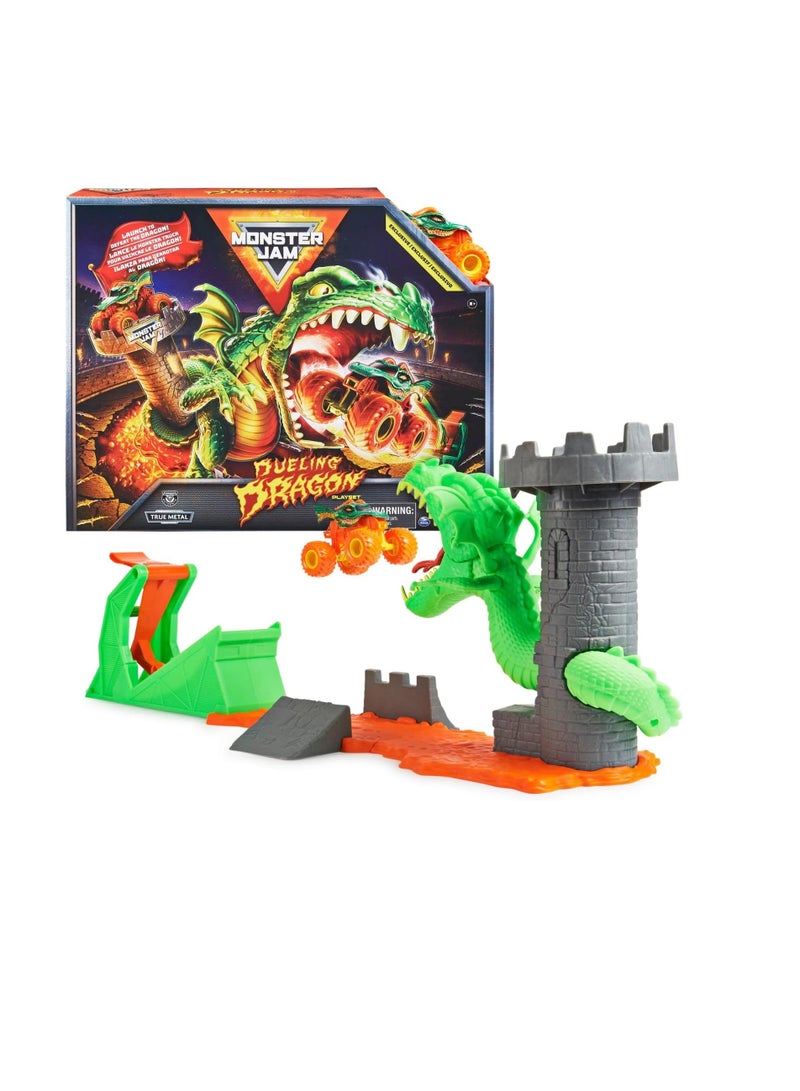 Dragon Playset with Exclusive 1:64 Scale Truck, Kids Toys for Boys Green Ages 3 and up