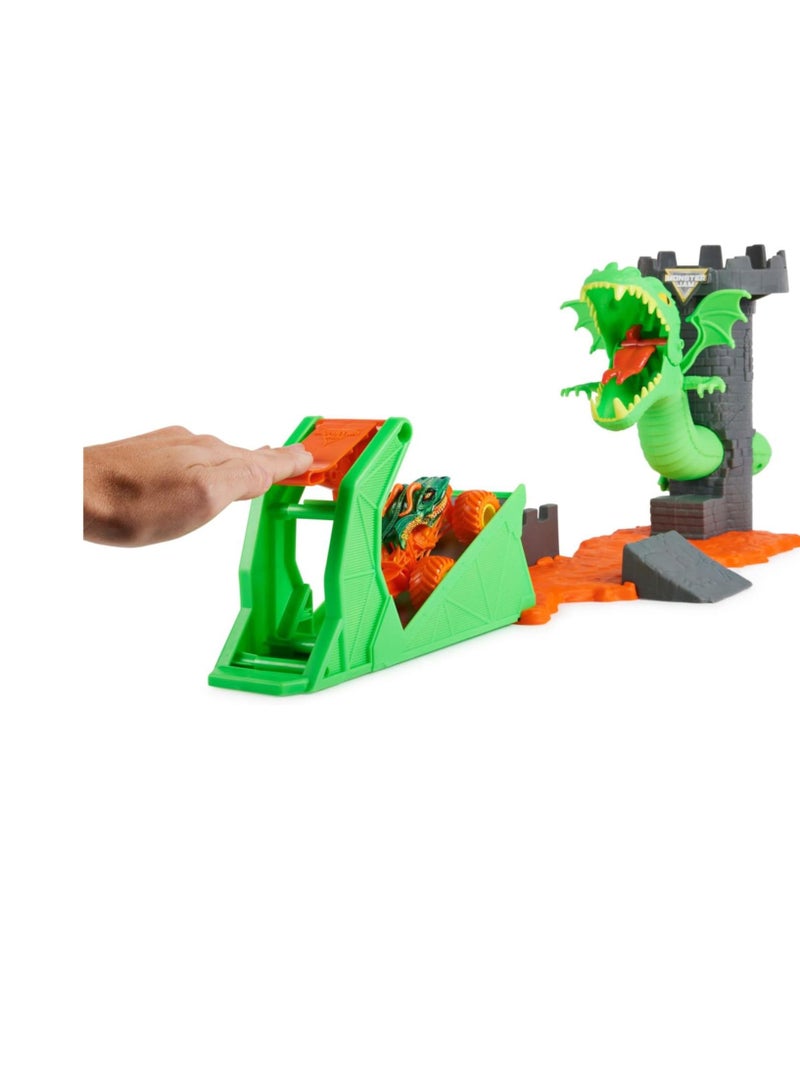 Dragon Playset with Exclusive 1:64 Scale Truck, Kids Toys for Boys Green Ages 3 and up