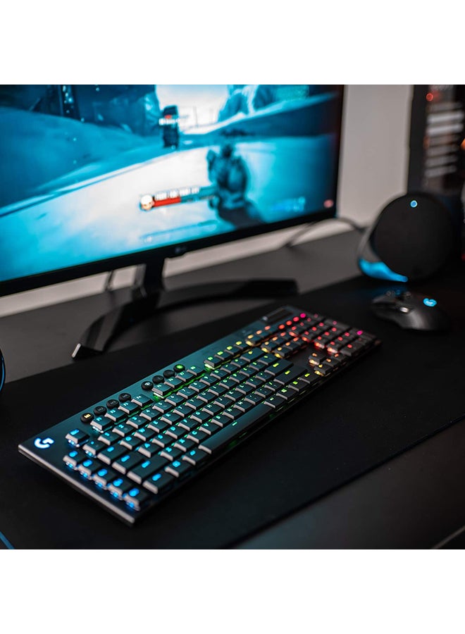 Logitech G Logitech G915 LIGHTSPEED RGB Mechanical Gaming Keyboard, Low Profile GL Clicky Key Switch, LIGHTSYNC RGB, Advanced LIGHTSPEED Wireless and Bluetooth Support - Clicky