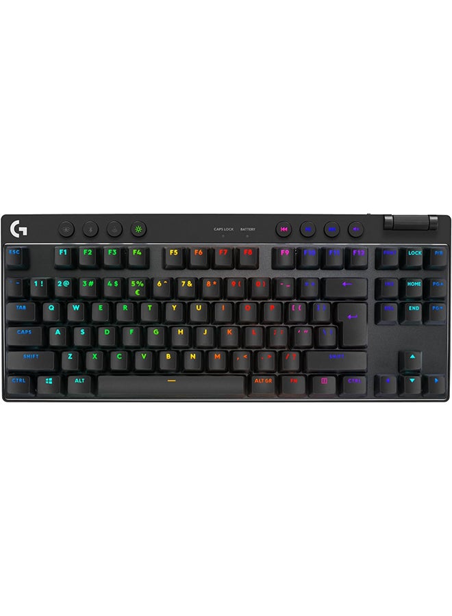 Logitech G PRO X TKL LIGHTSPEED Wireless Gaming Keyboard, Ultra-Portable Tenkeyless Design, LIGHTSYNC RGB, PBT keycaps, Tactile Switches (GX Brown), US INTL Layout - Black