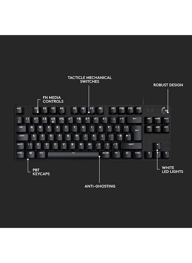 Logitech G413 TKL SE Mechanical Gaming Keyboard - Compact Backlit Keyboard with Tactile Mechanical Switches, Anti-Ghosting, Compatible with Windows, macOS, AR Keyboard - Black Aluminium