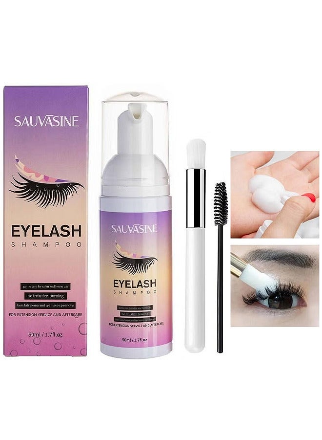 Eye Lash Shampoo 50ML , Remove Makeup Residue And Mascara, Gentle Deep Cleansing And No Irritating Or Burning For Eyelash Extension Foam, Perfect For Salon Use And Home Care
