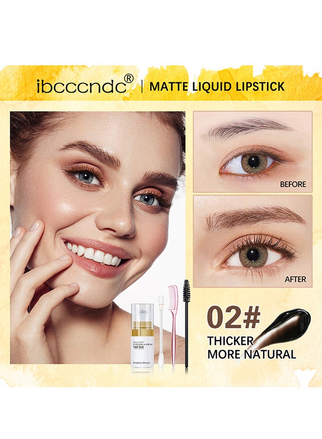 Eyelash And Brow Tint Color Kit, Instant Eyebrow Brown Hair Color Kit Voluminous Coloring For Lash And Brow Perfect Partner For Lash Perm Lift Lamination Treatment, Quick Results (Chestnut Brown)