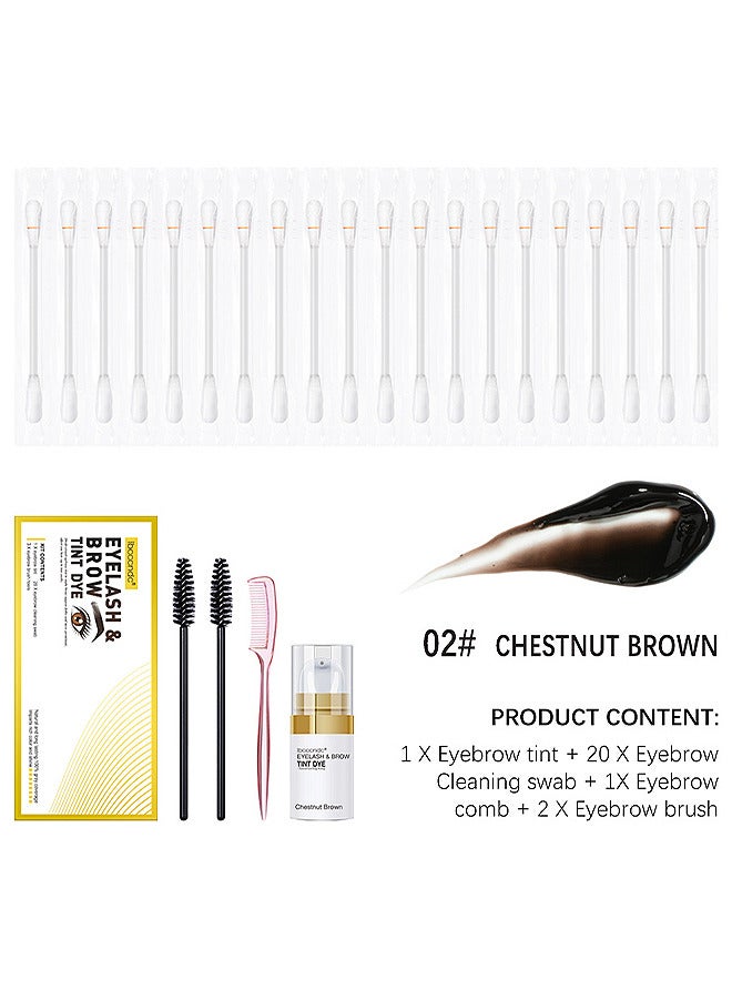 Eyelash And Brow Tint Color Kit, Instant Eyebrow Brown Hair Color Kit Voluminous Coloring For Lash And Brow Perfect Partner For Lash Perm Lift Lamination Treatment, Quick Results (Chestnut Brown)