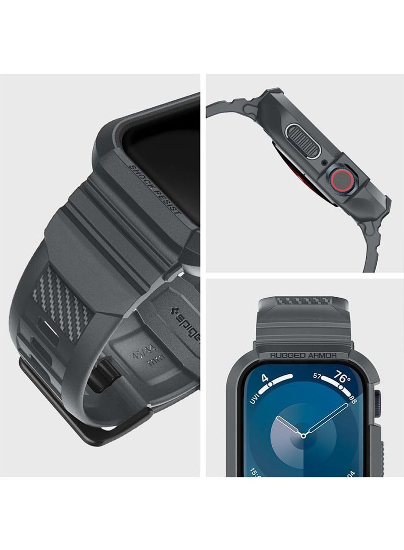 Rugged Armor Pro for Apple Watch Series 9 / 8 /7 (45mm) and Series 6/SE2/SE/5/4 (44mm) Band with Case Cover - Dark Gray