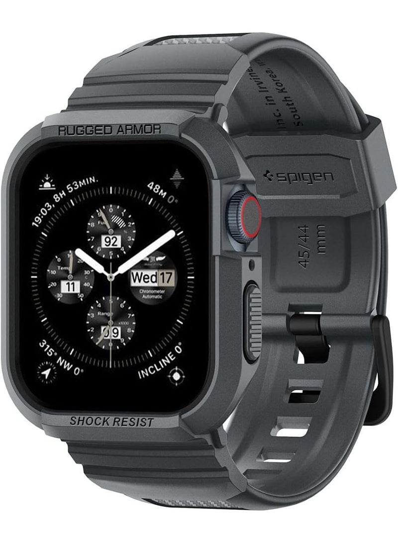 Rugged Armor Pro for Apple Watch Series 9 / 8 /7 (45mm) and Series 6/SE2/SE/5/4 (44mm) Band with Case Cover - Dark Gray
