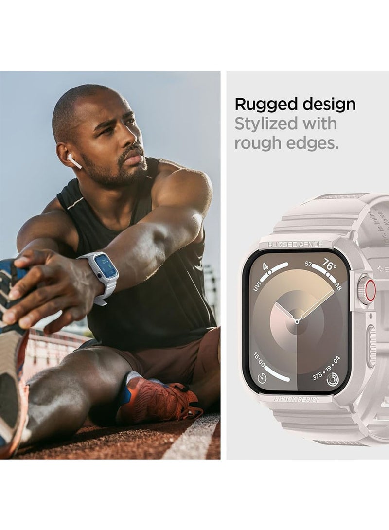 Rugged Armor Pro for Apple Watch Series 9 / 8 /7 (45mm) and Series 6/SE2/SE/5/4 (44mm) Band with Case Cover - Dune Beige