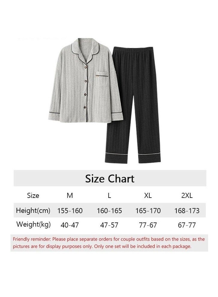 Couple Pajamas Set Long Sleeves Sleepwear for Men and Women Cute Plus Size Loungewear Spring and Autumn Home Clothes Gift for Boyfriend Girlfriend Husband Wife