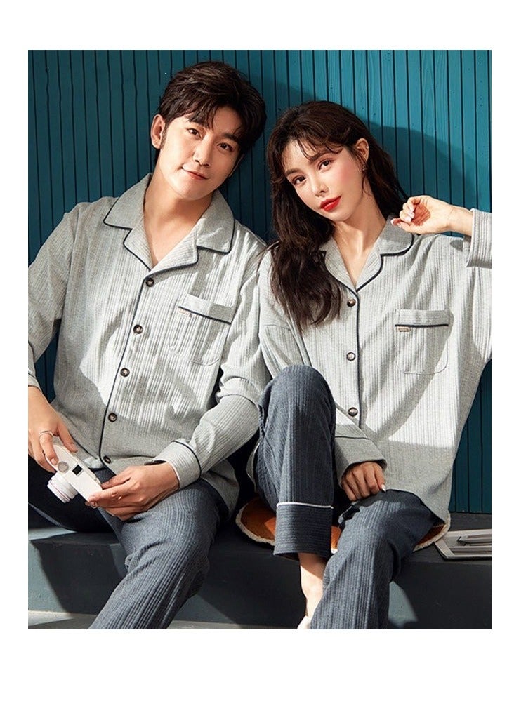 Couple Pajamas Set Long Sleeves Sleepwear for Men and Women Cute Plus Size Loungewear Spring and Autumn Home Clothes Gift for Boyfriend Girlfriend Husband Wife