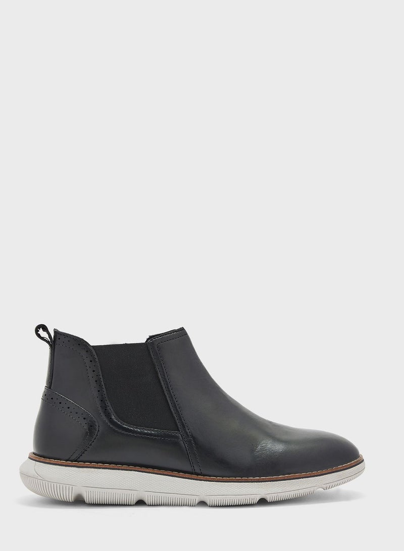 Genuine Leather Casual Pull On Boots