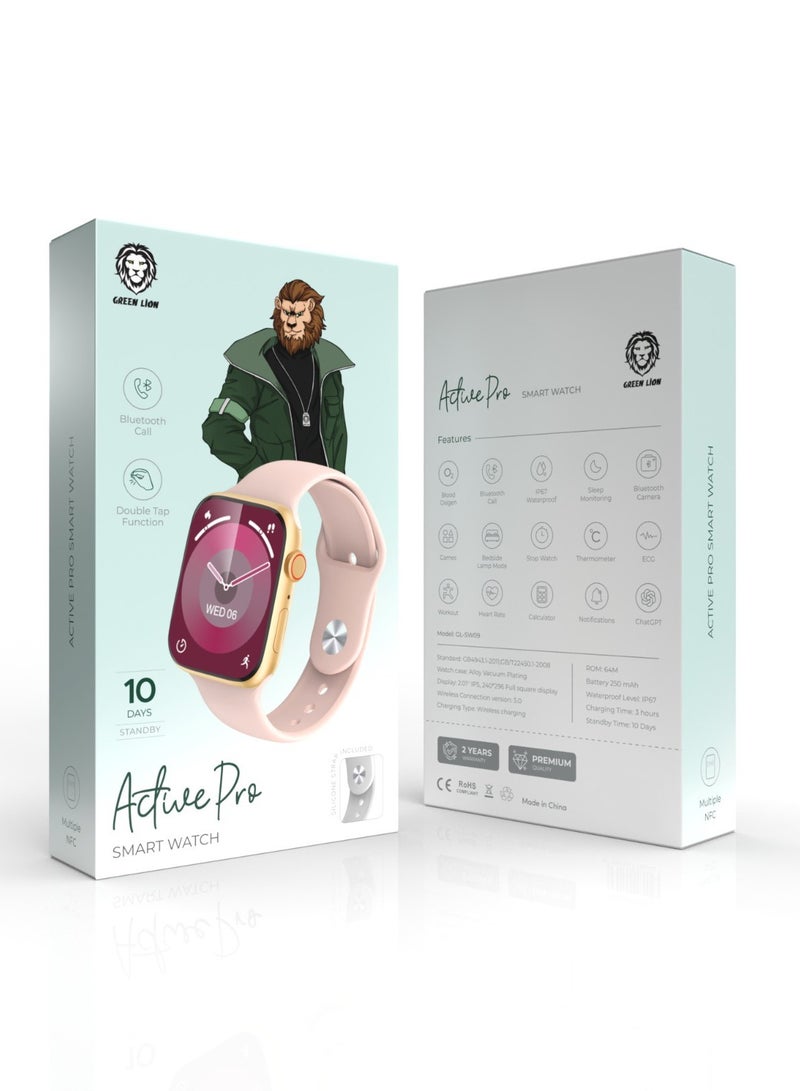 Active Pro Smart Watch IPS 2.02' HD, Full Square Display, IP68 Waterproof, Sport Mode, Wireless charging 230mAh 10 Days Days Standby Time Compatible With iPhone / Android - pink