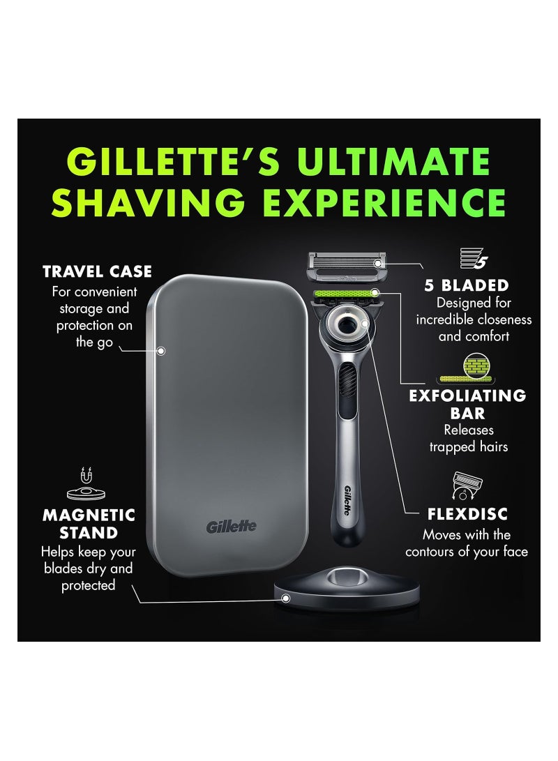 GilletteLabs with Exfoliating Bar by Gillette Mens Razor and Travel Case, Shaving Kit for Men, Storage on the Go, Includes Travel Case, 1 Handle, 3 Razor Blade Refills, and Premium Magnetic Stand