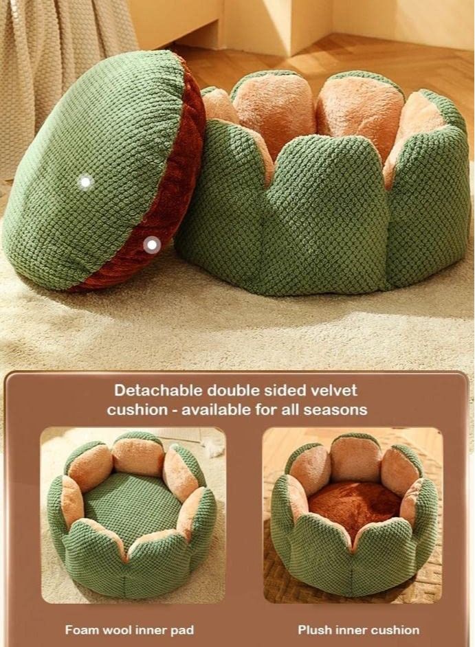 Flower Bed For Small Dogs, Puppy, Cat, Kitten, Rabbit And Cat Anti-Slip Bed. Waterproof Bottom, Anti-Skid And Machine Washable Cooling Tent with Removable Cushion (40cm)
