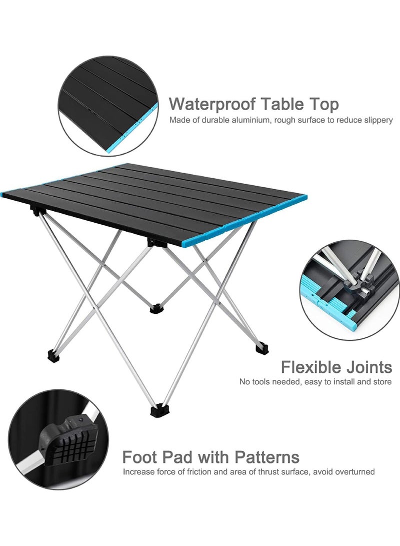 Portable Camping Table - Ultralight Small Folding Table with Aluminum Table Top and Carry Bag Beach Table for Outdoor Picnic BBQ Cooking Home Use