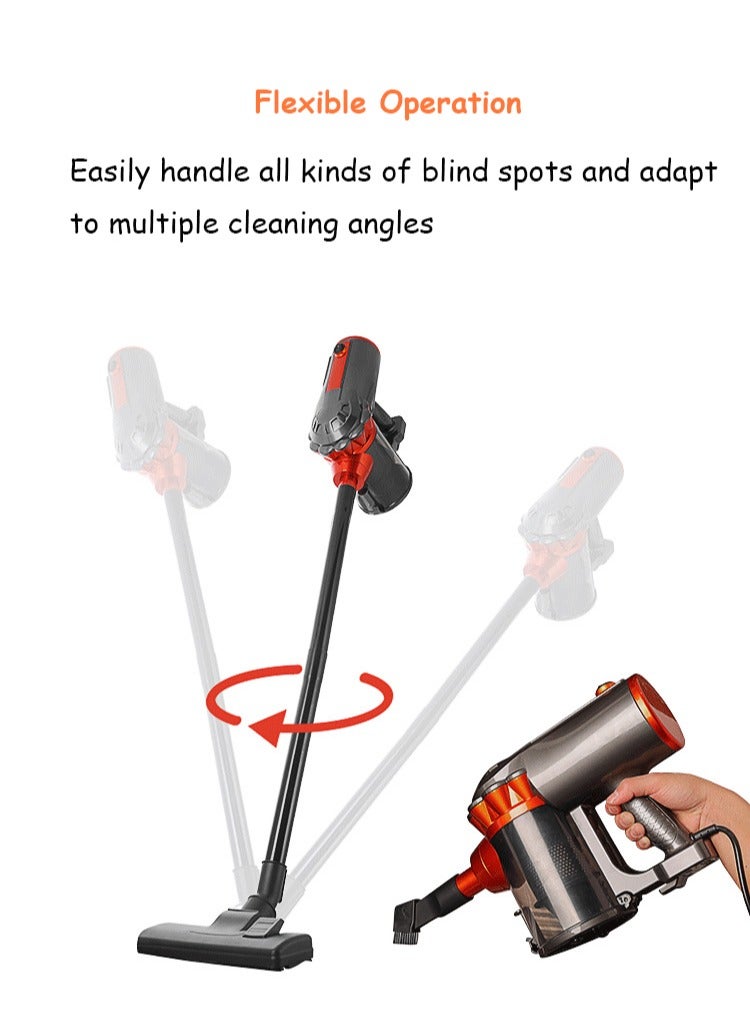 Vacuum Cleaner,5M Corded Stick Vacuum,18000pa High Suction,600W 1.5L Large Capacity for Home, Hard Floor, Carpet,Bed,Car,GHA-585,Black