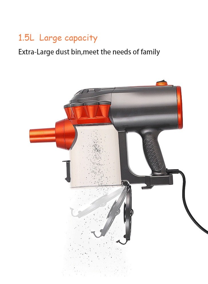 Vacuum Cleaner,5M Corded Stick Vacuum,18000pa High Suction,600W 1.5L Large Capacity for Home, Hard Floor, Carpet,Bed,Car,GHA-585,Black