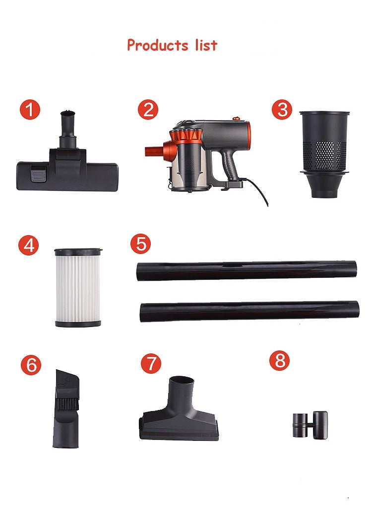 Vacuum Cleaner,5M Corded Stick Vacuum,18000pa High Suction,600W 1.5L Large Capacity for Home, Hard Floor, Carpet,Bed,Car,GHA-585,Black