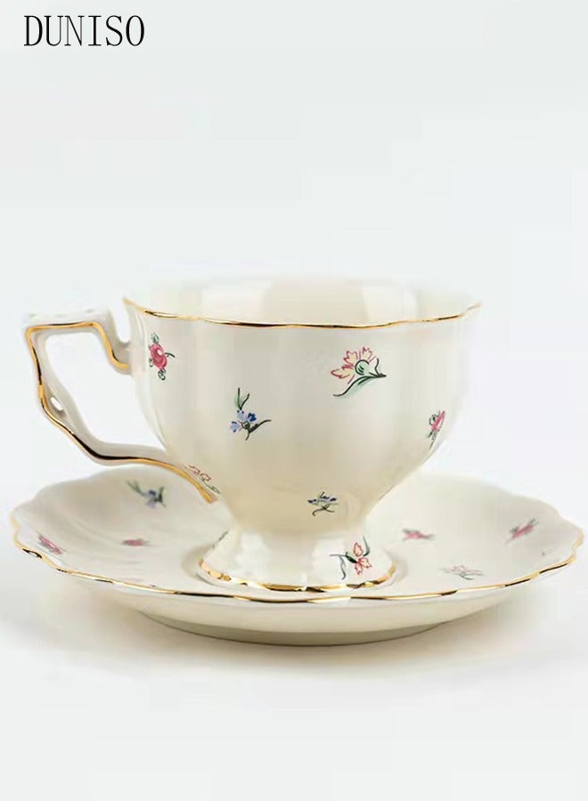 French Retro Phnom Penh Tea Cups and Saucers Set Porcelain Tea Set for Tea Party Afternoon Tea Cups Saucer for Coffee Milk Kitchen and Drawing Room