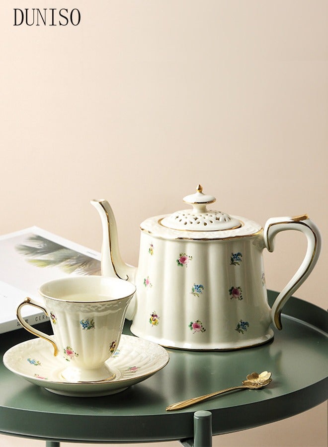 French Retro Phnom Penh Tea Cups and Saucers Set Porcelain Tea Set for Tea Party Afternoon Tea Cups Saucer for Coffee Milk Kitchen and Drawing Room