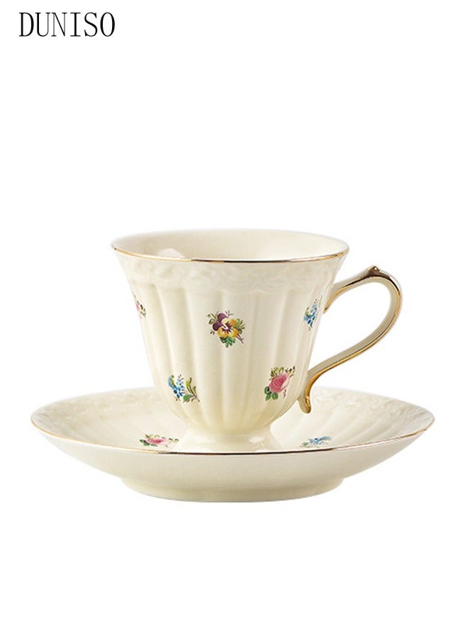 French Retro Phnom Penh Tea Cups and Saucers Set Porcelain Tea Set for Tea Party Afternoon Tea Cups Saucer for Coffee Milk Kitchen and Drawing Room