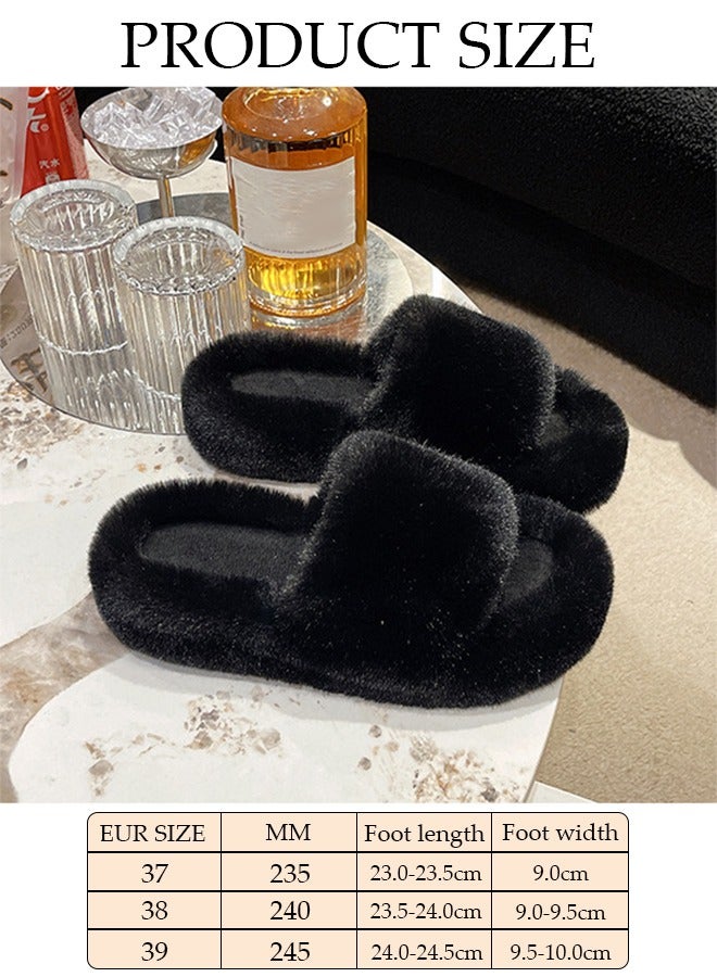 Women's Fuzzy Slippers Comfy Plush House Slippers for Indoor Outdoor Fluffy Open Toe Warm Breathable Anti-skid Sole Gift Slippers for Women and Girls