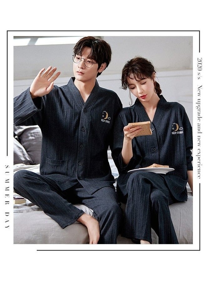 Couple Pajamas Set Long Sleeves Sleepwear for Men and Women Cute Plus Size Loungewear Spring and Autumn Home Clothes Gift for Boyfriend Girlfriend Husband Wife