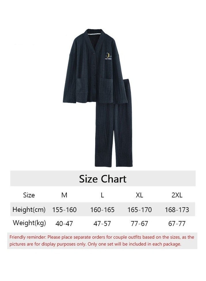 Couple Pajamas Set Long Sleeves Sleepwear for Men and Women Cute Plus Size Loungewear Spring and Autumn Home Clothes Gift for Boyfriend Girlfriend Husband Wife