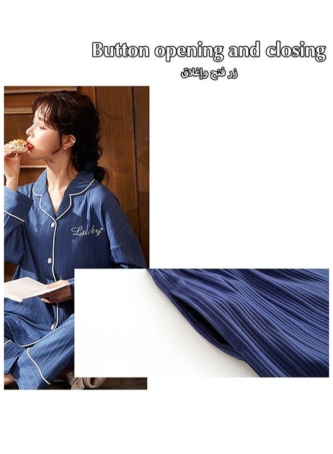 2-Piece Set Of Unisex Pajamas Pure Cotton Long Sleeved Pants For Couples' Home Wear Fashion Casual Family Set