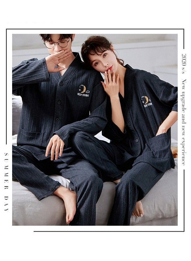 Couple Pajamas Set Long Sleeves Sleepwear for Men and Women Cute Plus Size Loungewear Spring and Autumn Home Clothes Gift for Boyfriend Girlfriend Husband Wife