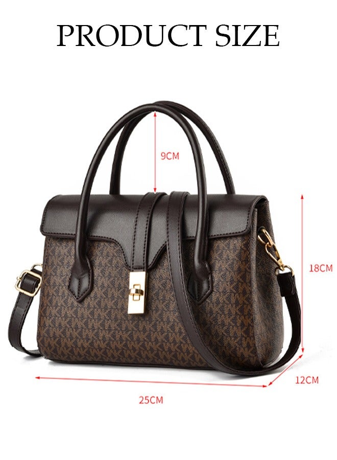 Women's Vintage Tote Bag Handbags with Large Capacity Faux Leather Shoulder Bag Ladies Fashion Designer Satchel Crossbody Bag with Detachable Strap for Ladies