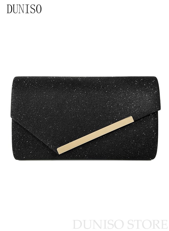 Women Shiny Glitter Evening Clutch Crossbody Bag Envelope Handbag Chain Purse for Wedding Formal Cocktail Party