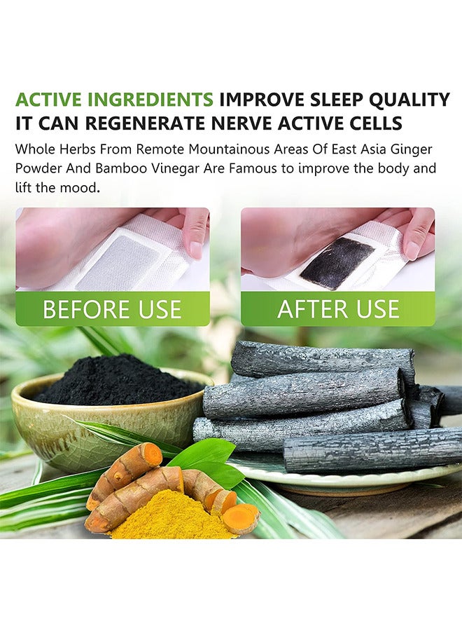 20PCS Bamboo Charcoal Deep Cleansing Foot Pads, Natural Ginger Powder Wormwood Bamboo Foot Patches for Foot Care, Relieve Stress, Relaxation and Remove Impurities, Improve Sleep, Remove Dampness