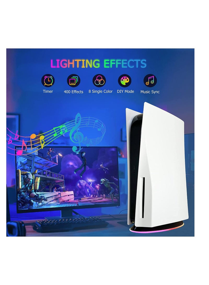 PS5 Cooling Fan Stand with RGB Light 2 Speed Fans Lights Up Cooling Station with IR Remote APP Smart Control DIY Decoration Game Console Cool Fan Accessories for PlayStation 5 Black