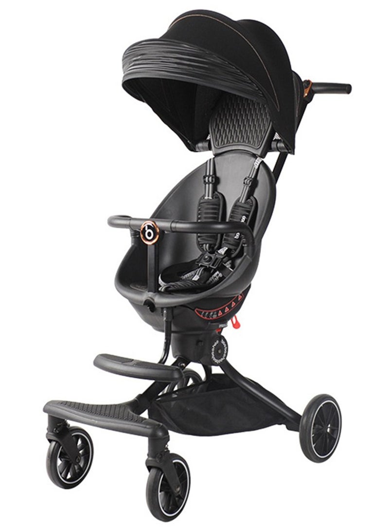 V8 Toddler Stroller, Adjustable For Newborn Baby Comfort With Reversible Seat - Black