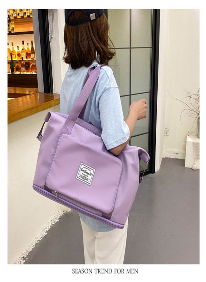 Women's Portable Dry and Wet Separation Gym Sacks, Large-capacity Business Trip Storage Bag Luggage Sports Bag Trolley Bag, Waterproof Leisure Travel Bag Carrying Bag for Ladies（Purple）