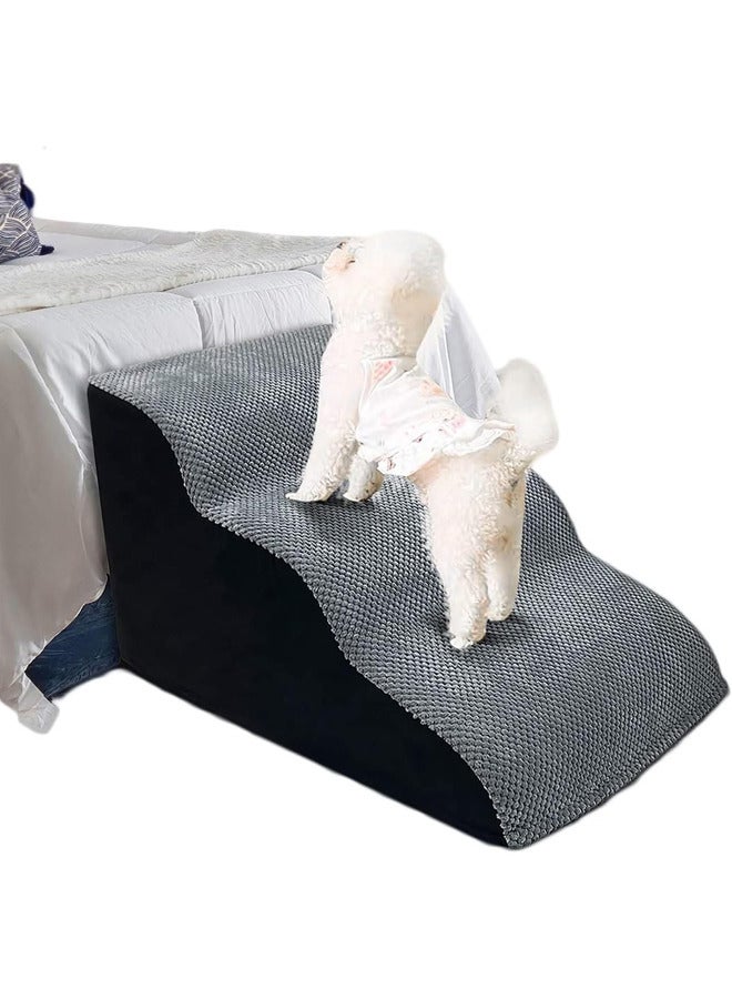 3-Step Indoor Dog Steps,Pet Dog Stair for High Bed Sofa with 30D High-Density (Grey(Memory Cotton))